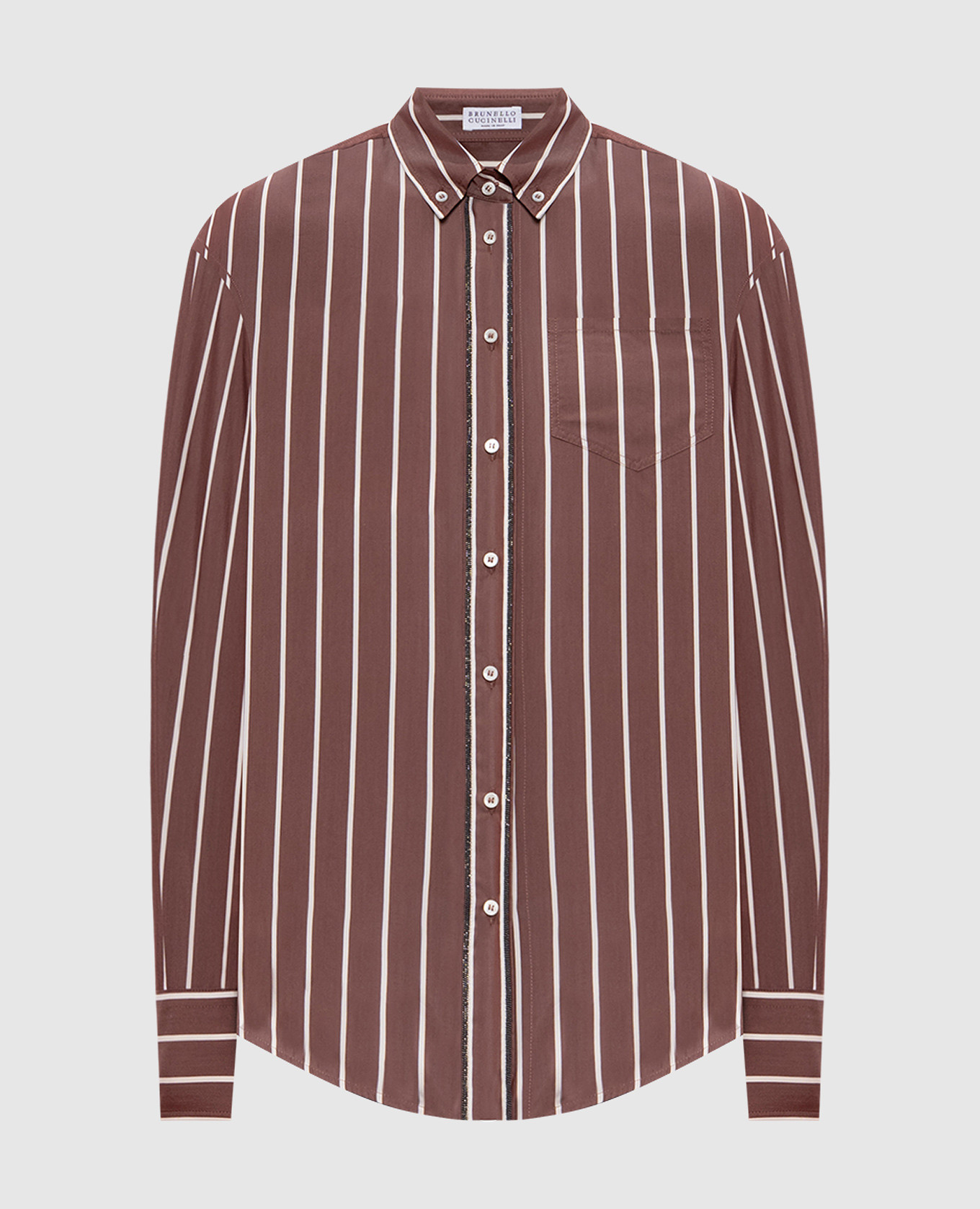 Brown striped silk shirt Brunello Cucinelli