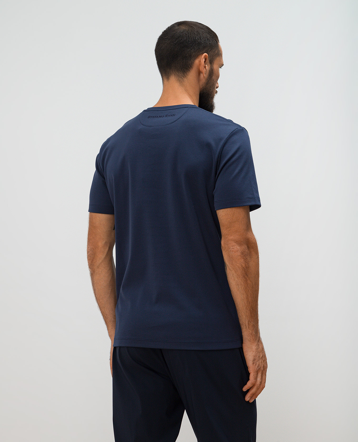 

Blue t-shirt with embroidered logo emblem Stefano Ricci, Синий