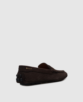 Bally Kolton logo moccasins in brown suede MSD02NSU035