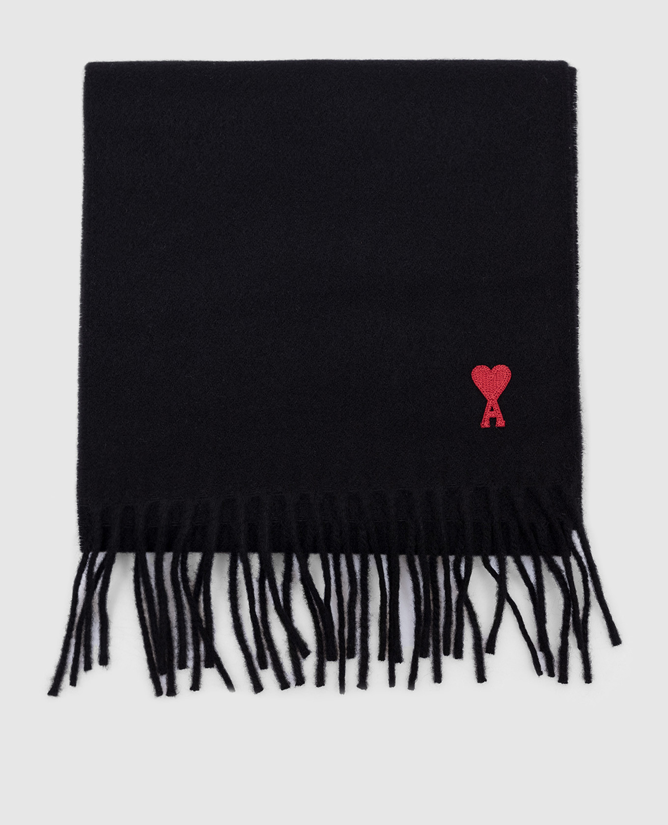 

Black wool scarf with logo patch Ami Paris, Черный