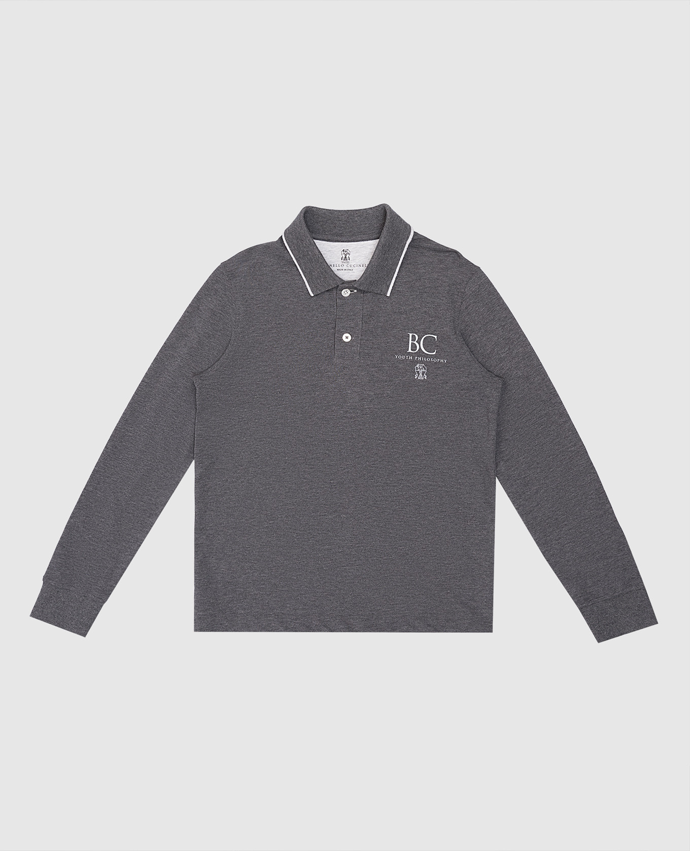 

Children's gray polo shirt with logo Brunello Cucinelli, Серый