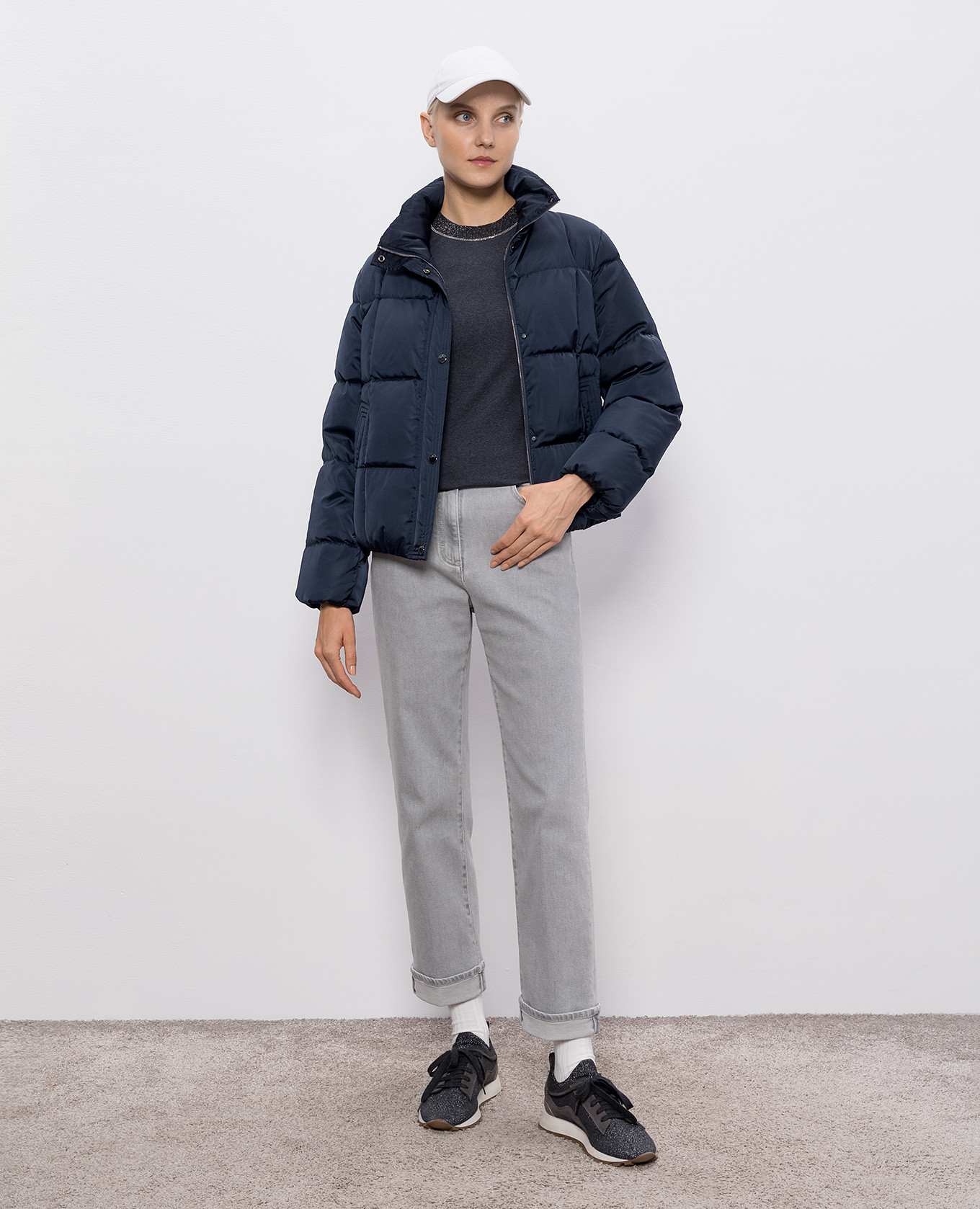 

Gray T-shirt with lurex Peserico, Grey