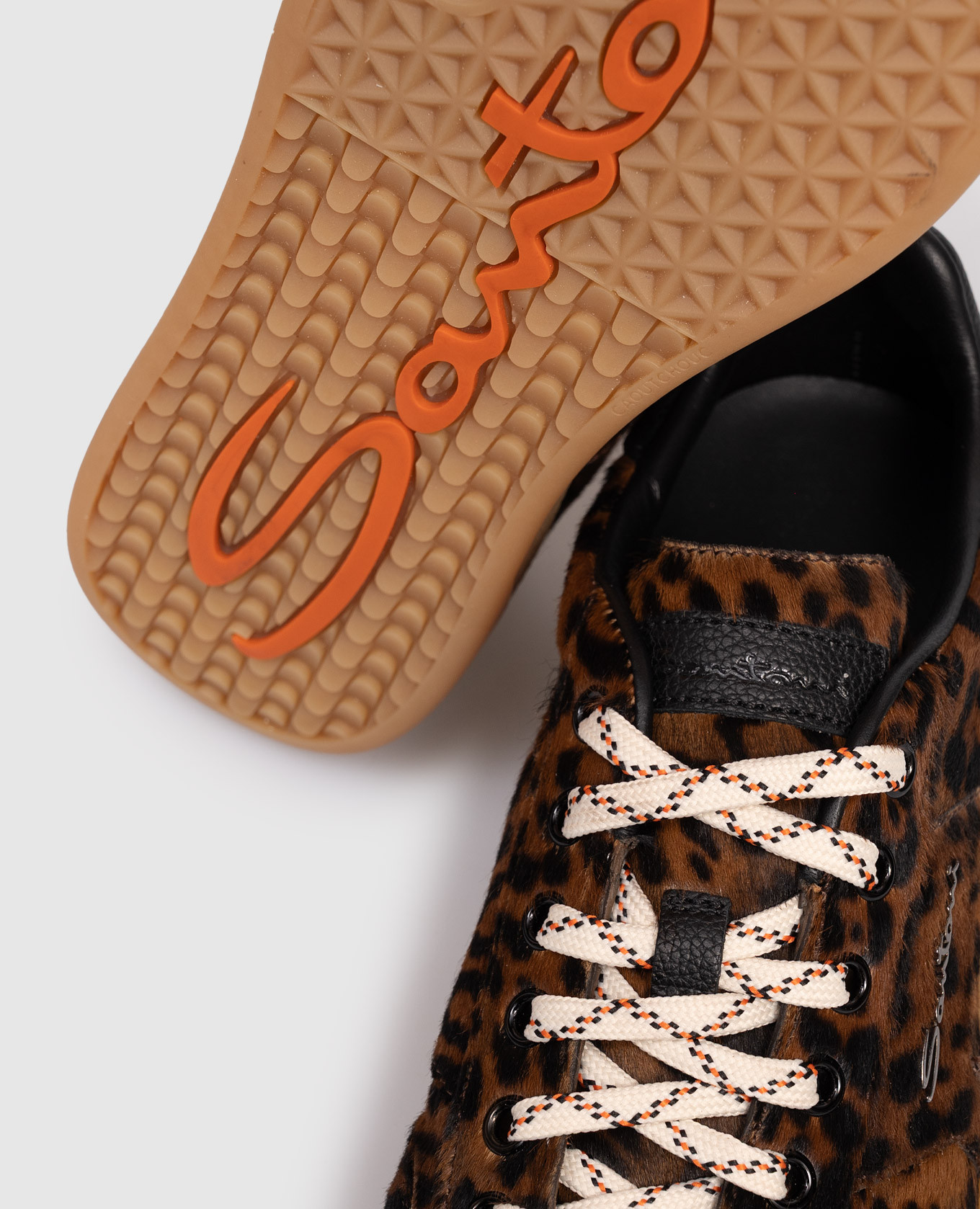 

DBS Oly brown leather sneakers in animal print Santoni