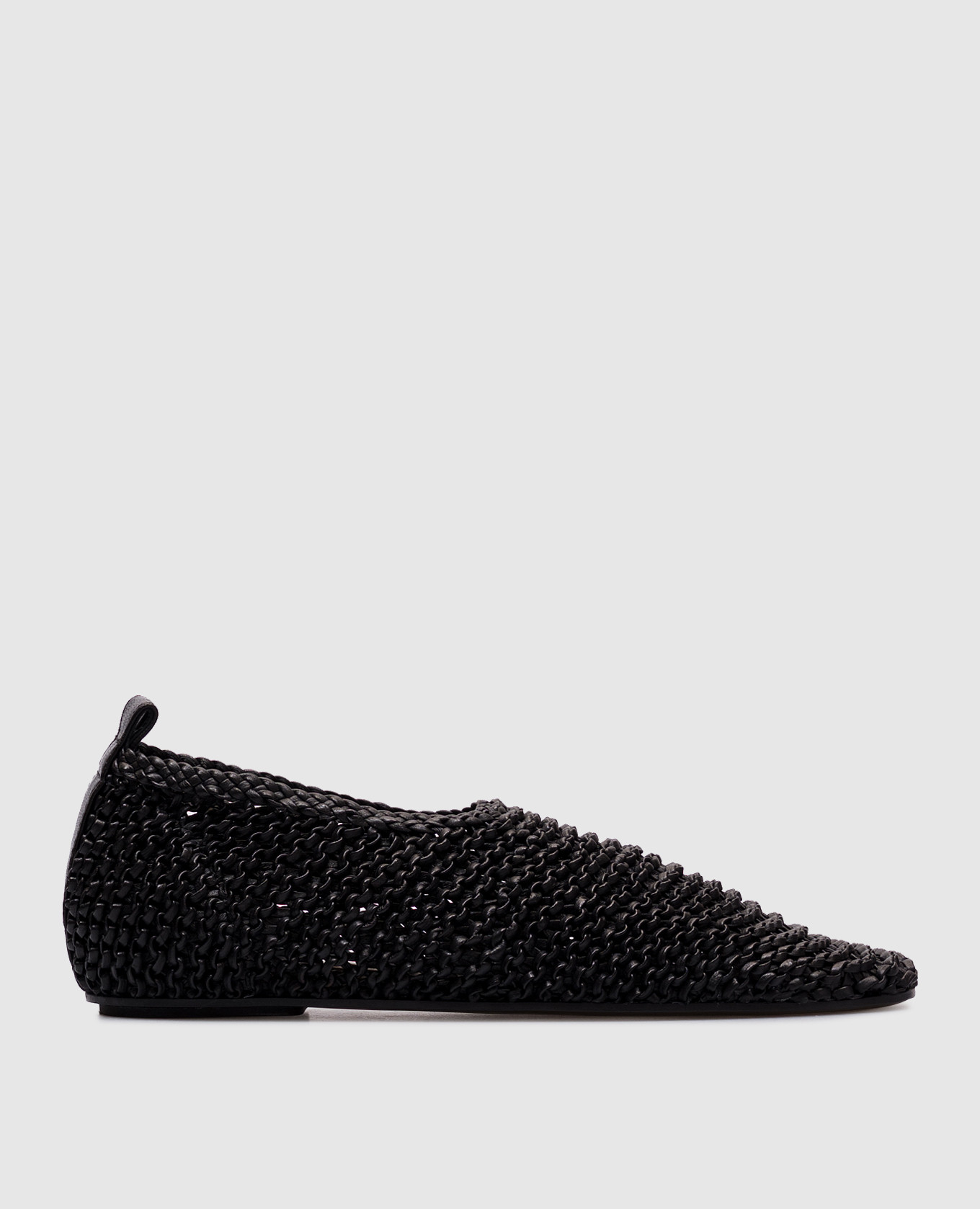 Black leather braided ballet flats Toteme