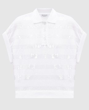 Brunello Cucinelli White polo with sequins M0T63SM415