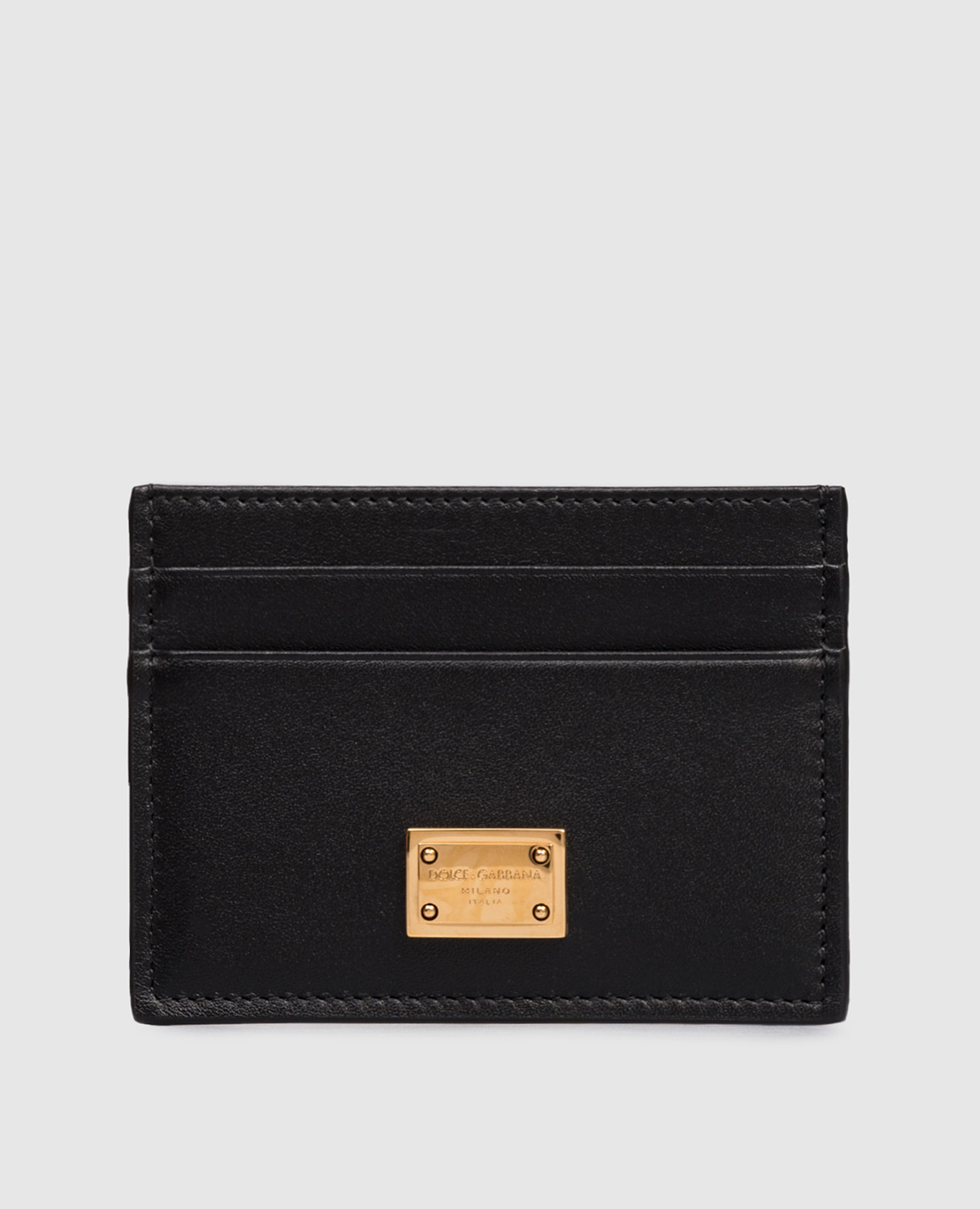 Black leather cardholder with logo engraving Dolce&Gabbana