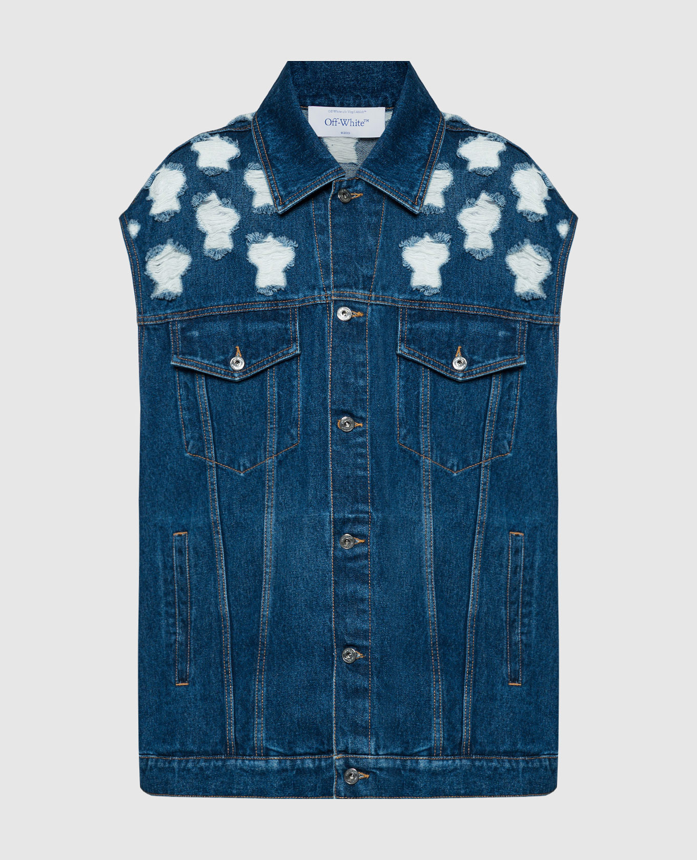 

Blue denim vest with slits Off-White, Синий