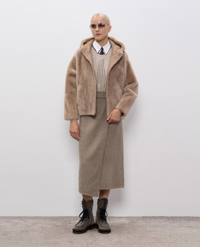 Yves Salomon Beige sheepskin coat 25WYV61461MERL