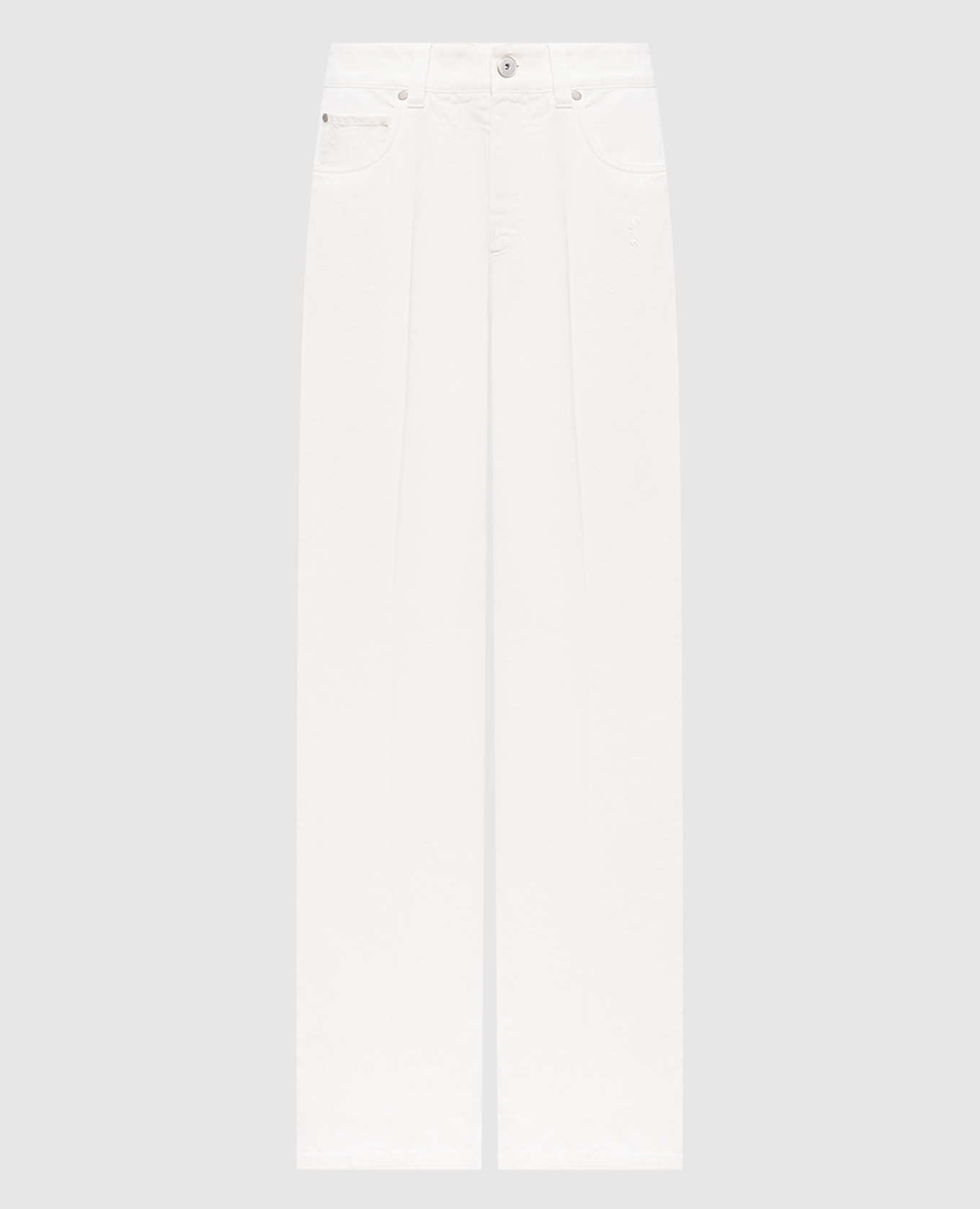 

White jeans with logo patch Brunello Cucinelli