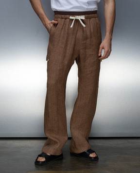 Palm Angels Brown linen cargo PMCA162S24FAB001