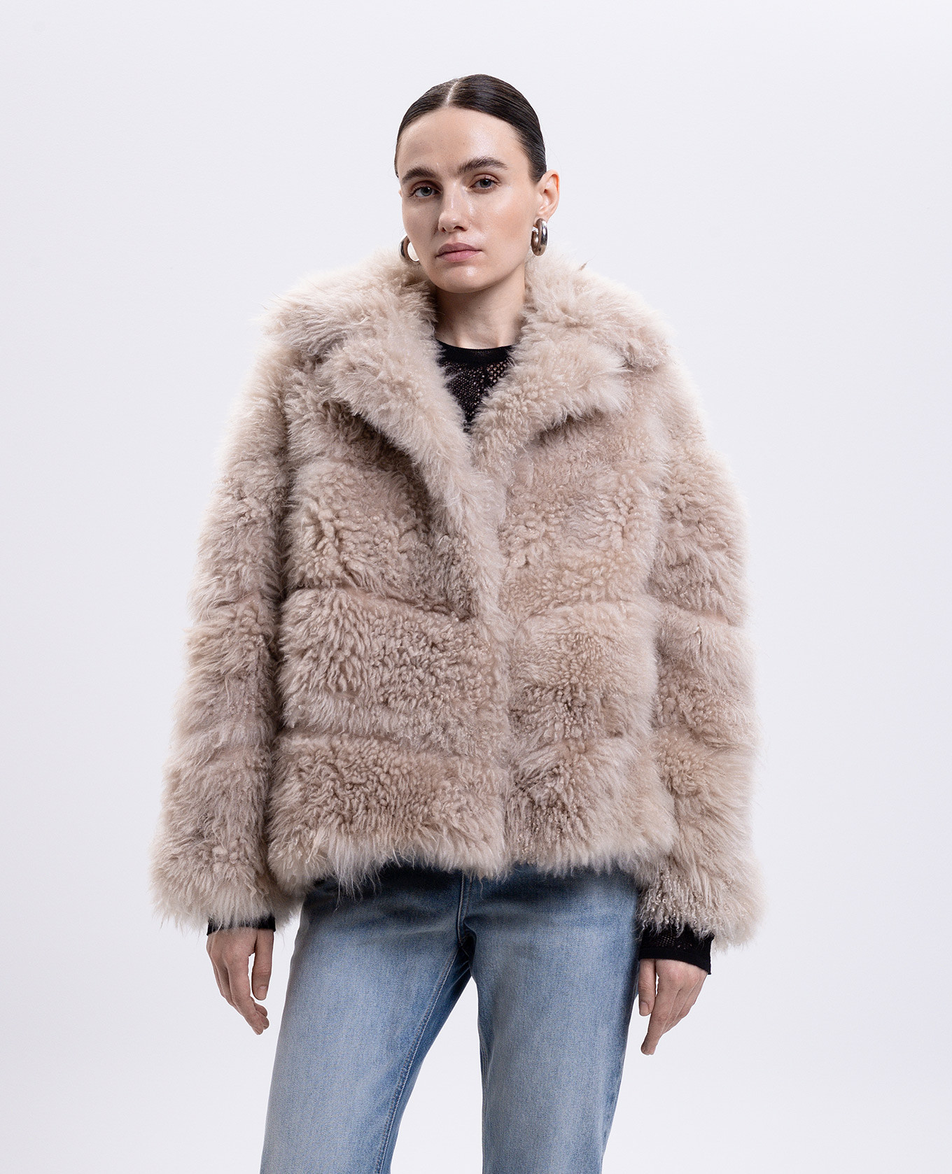 

Beige Rory fur coat made of cashmere goat fur Simonetta Ravizza