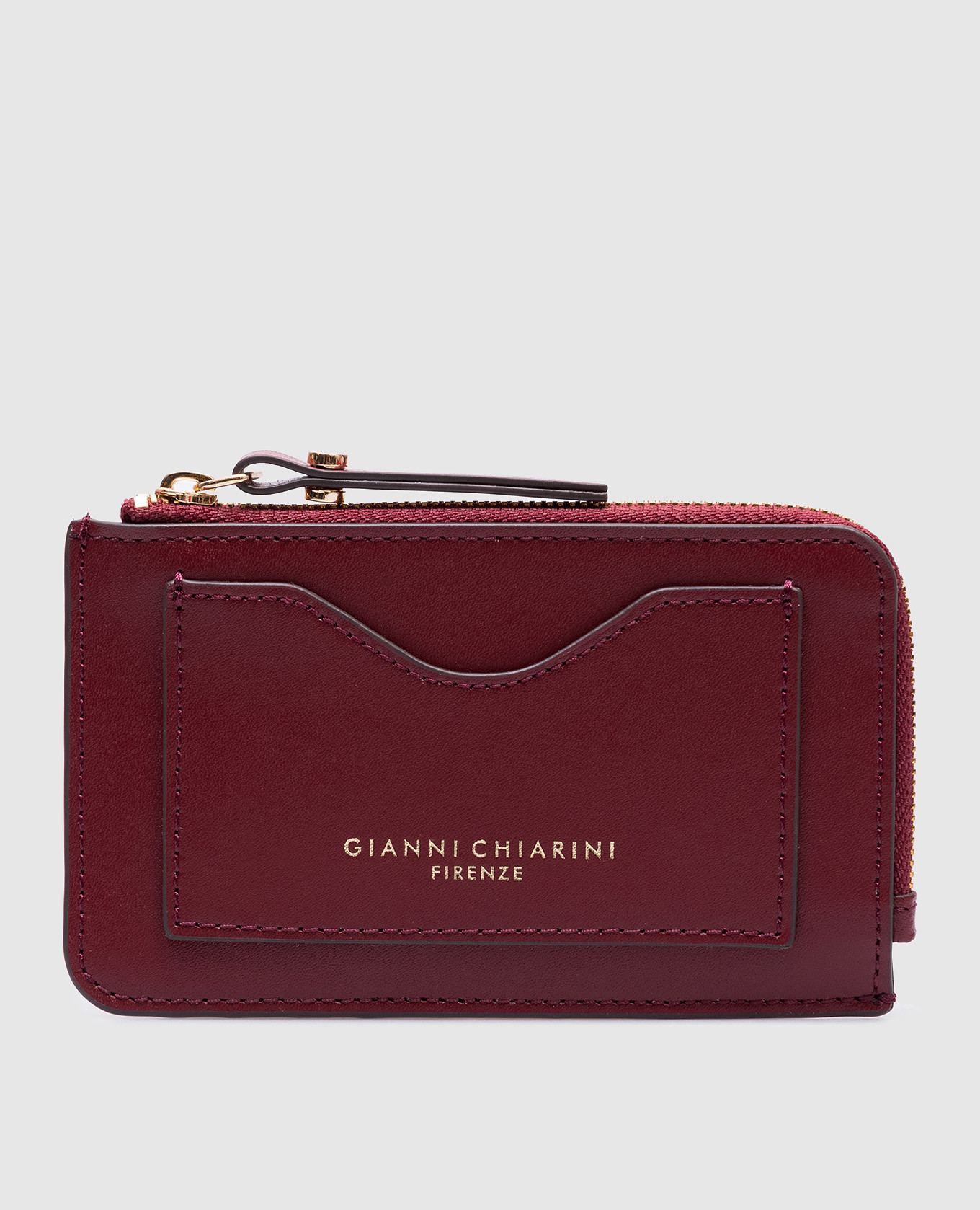 

Burgundy leather card holder with logo Gianni Chiarini