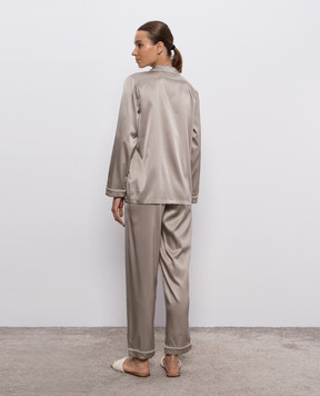 Dore & Rose Beige silk pajamas with edging PREMIUMSILKPJSET