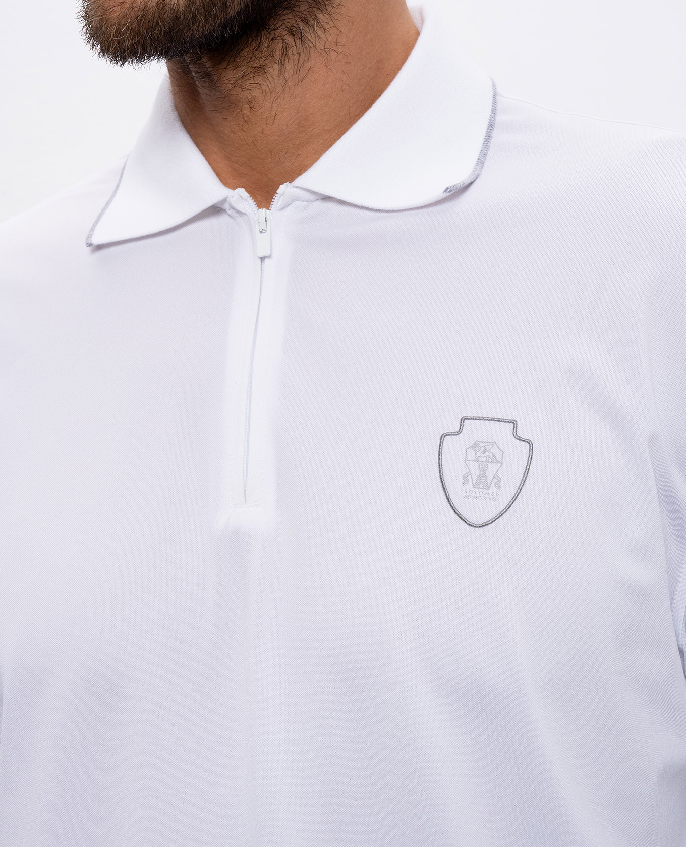 

White polo shirt with emblem Brunello Cucinelli