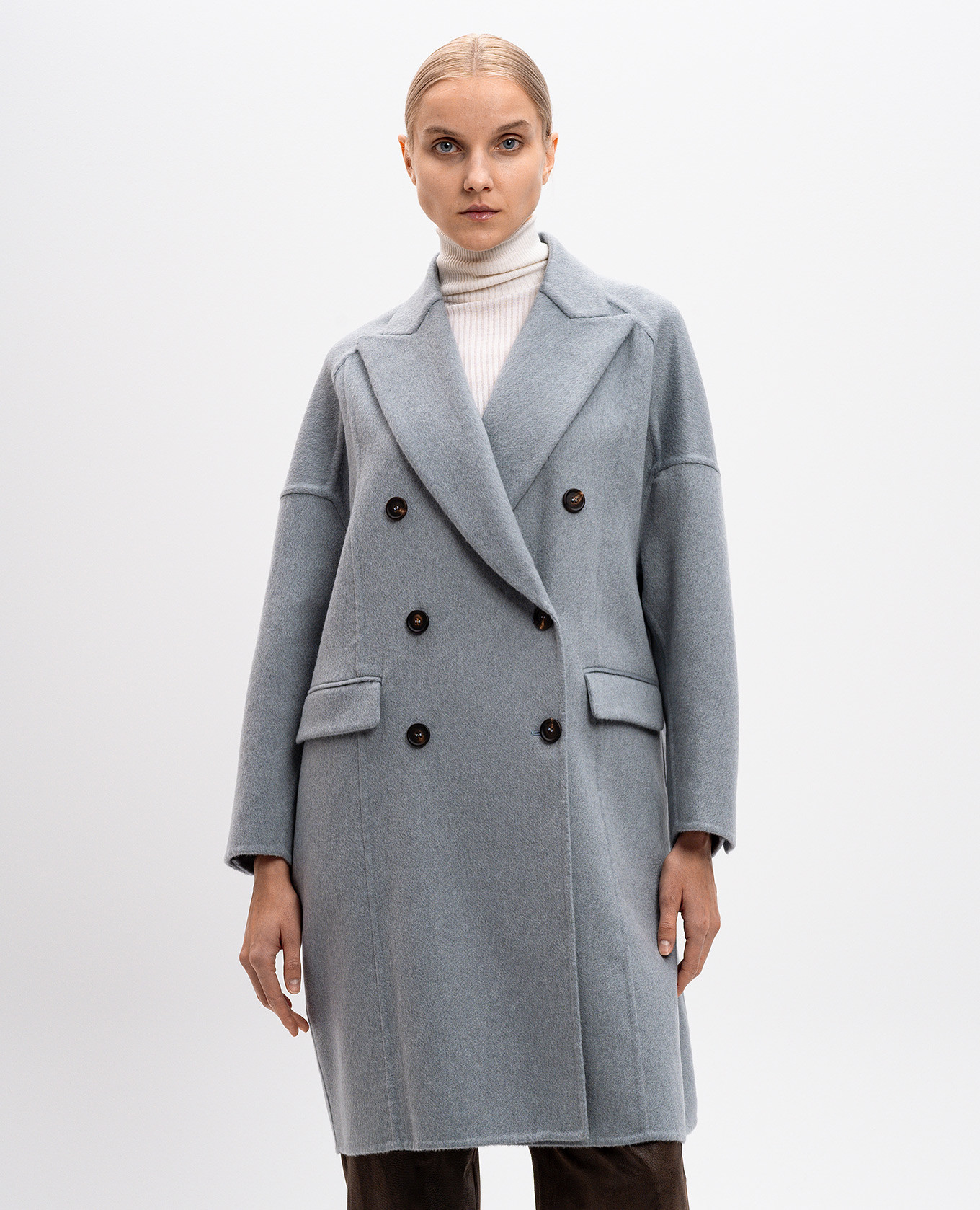 Blue double-breasted coat Brunello Cucinelli 3
