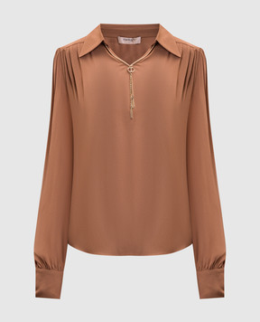 Twinset Brown blouse with chain 252TP2291