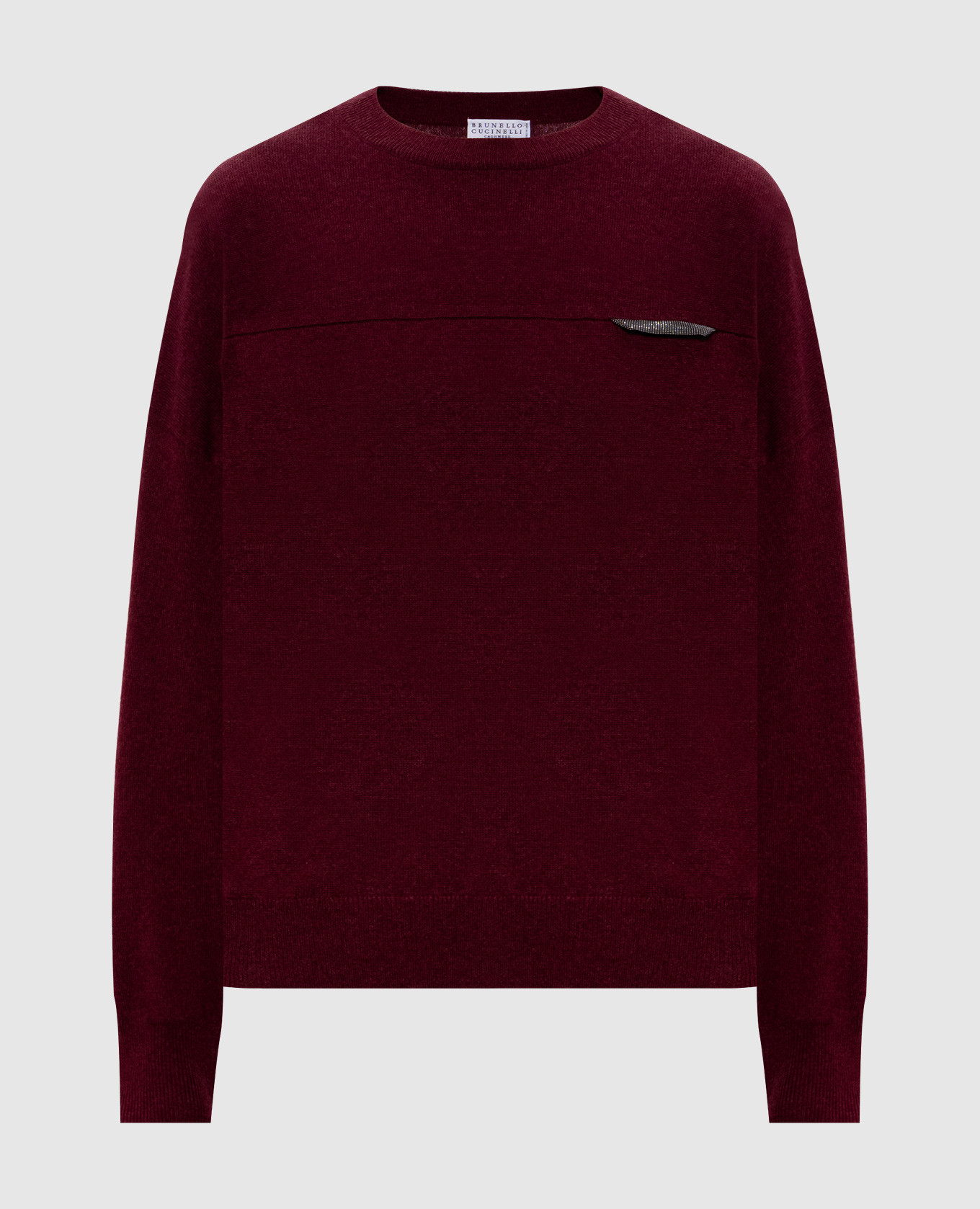 

Burgundy cashmere jumper with monil chain Brunello Cucinelli