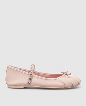 Pretty Ballerinas Hannah beige children's leather ballet flats with Swarovski crystals 51250