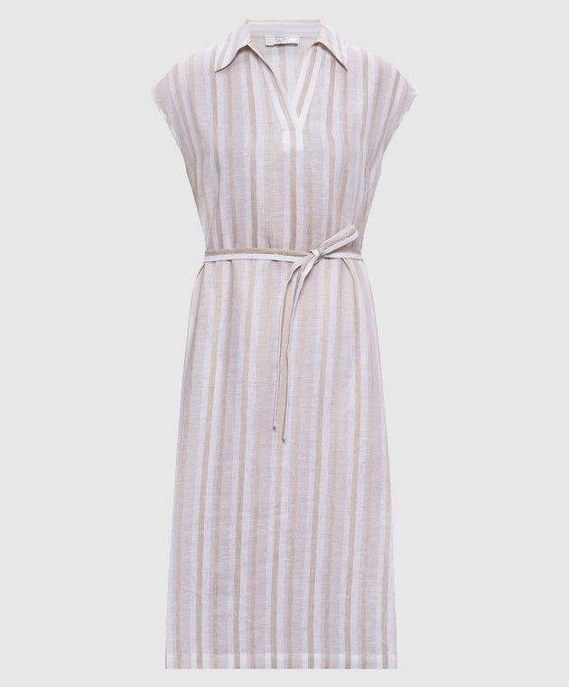 Peserico - Beige striped linen dress S02199A06852 - shop with European delivery at Symbol Peserico - Beige striped linen dress S02199A06852 - shop with European delivery at Symbol