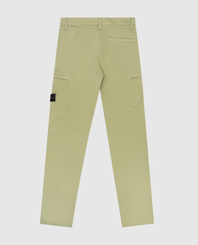 Stone Island Children's green pants with a logo patch 81163101214
