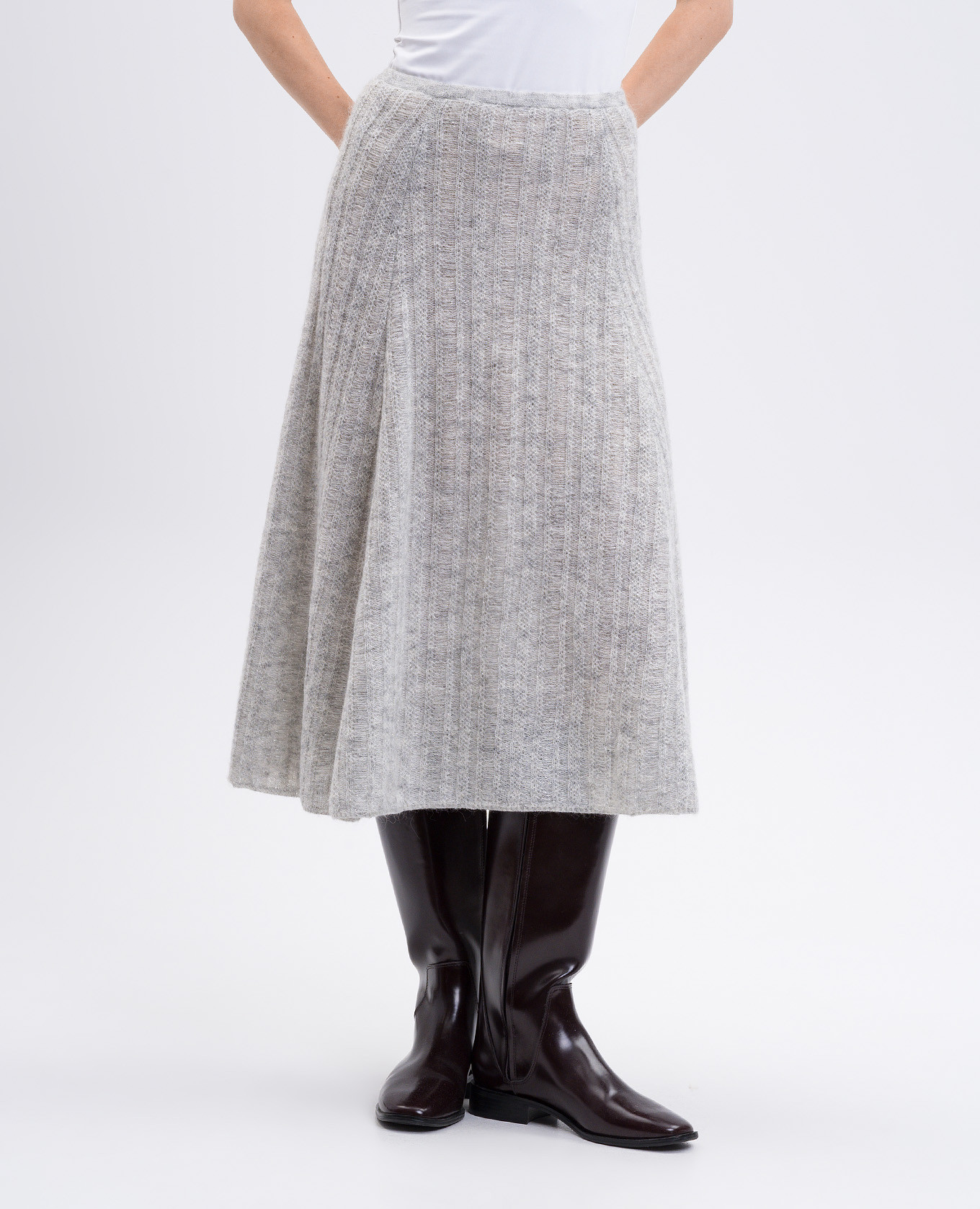 

Gray midi skirt with wool Twinset, Grey