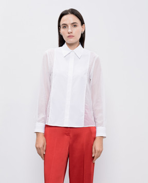 Peserico White silk blouse with monil chain A06563A8932