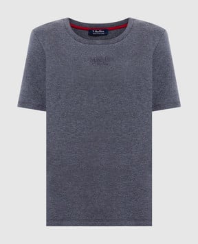 Max Mara TUBO grey melange T-shirt with logo embroidery TUBO