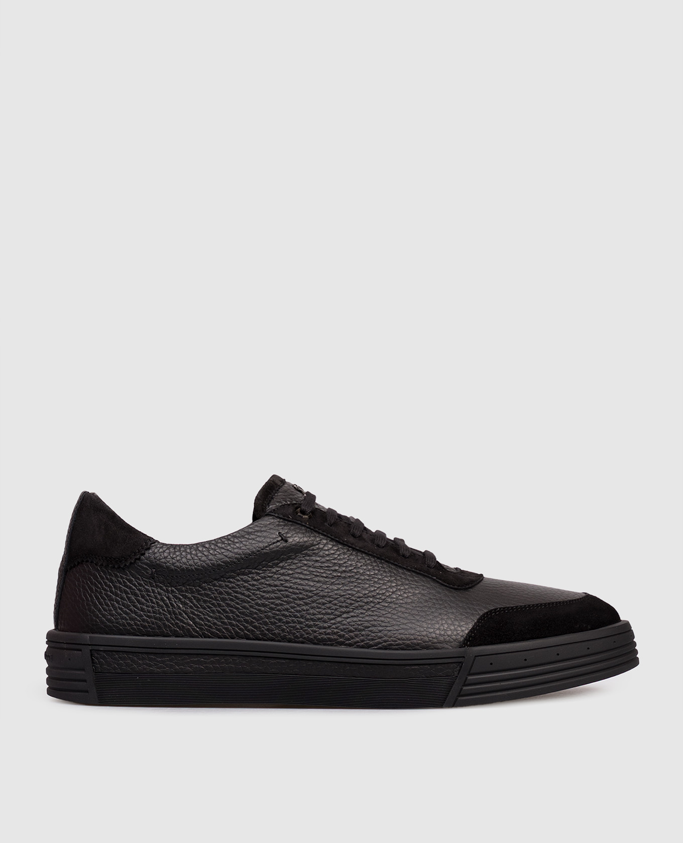 Black leather sneakers with logo Stefano Ricci