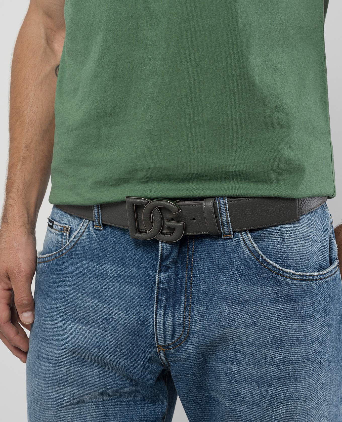 

Gray leather strap with DG logo Dolce&Gabbana, Grey