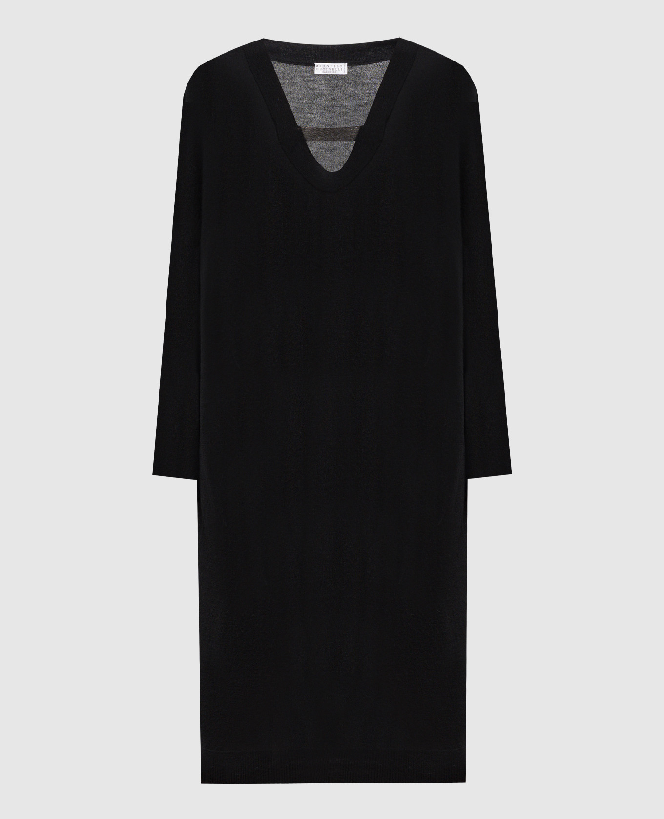 

Black cashmere and silk dress with monil chain Brunello Cucinelli