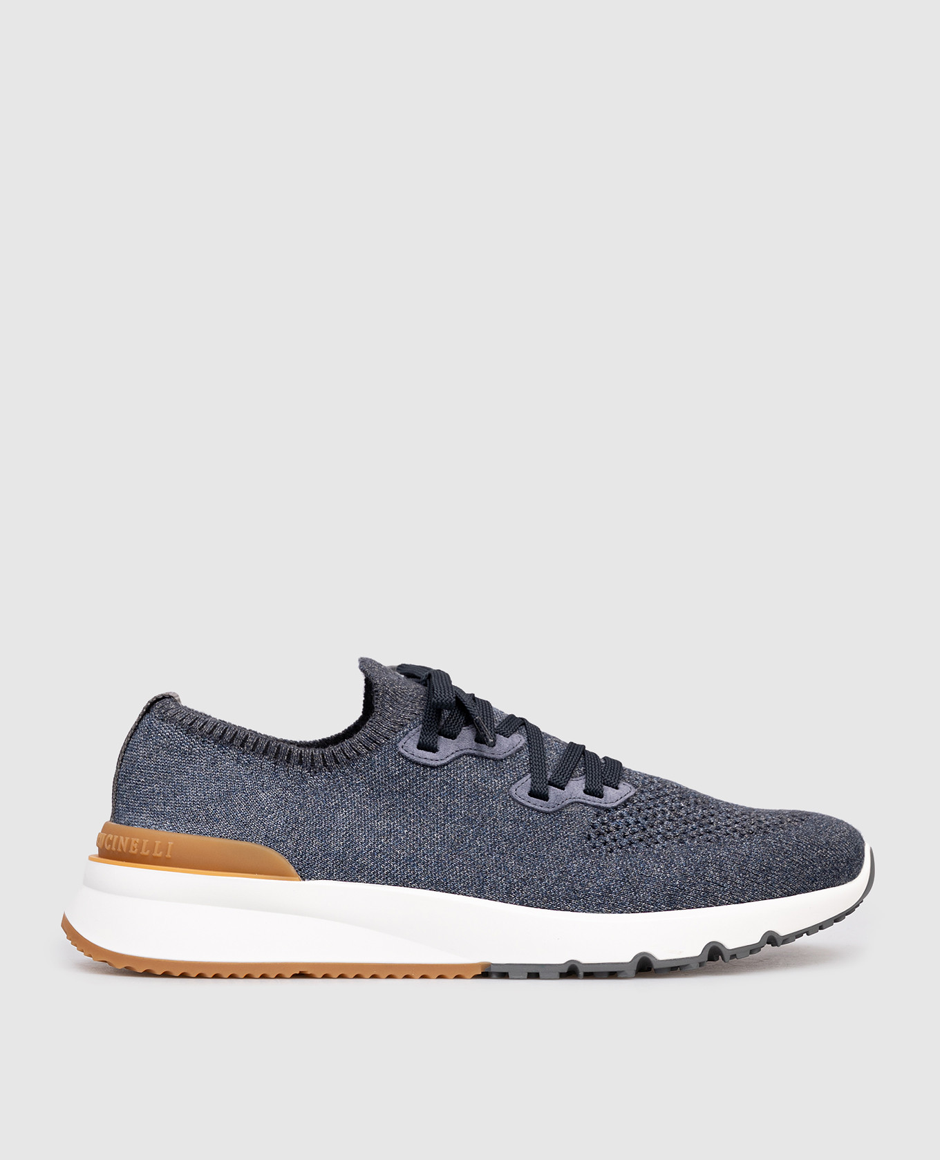 Blue sneakers with textured logo Brunello Cucinelli