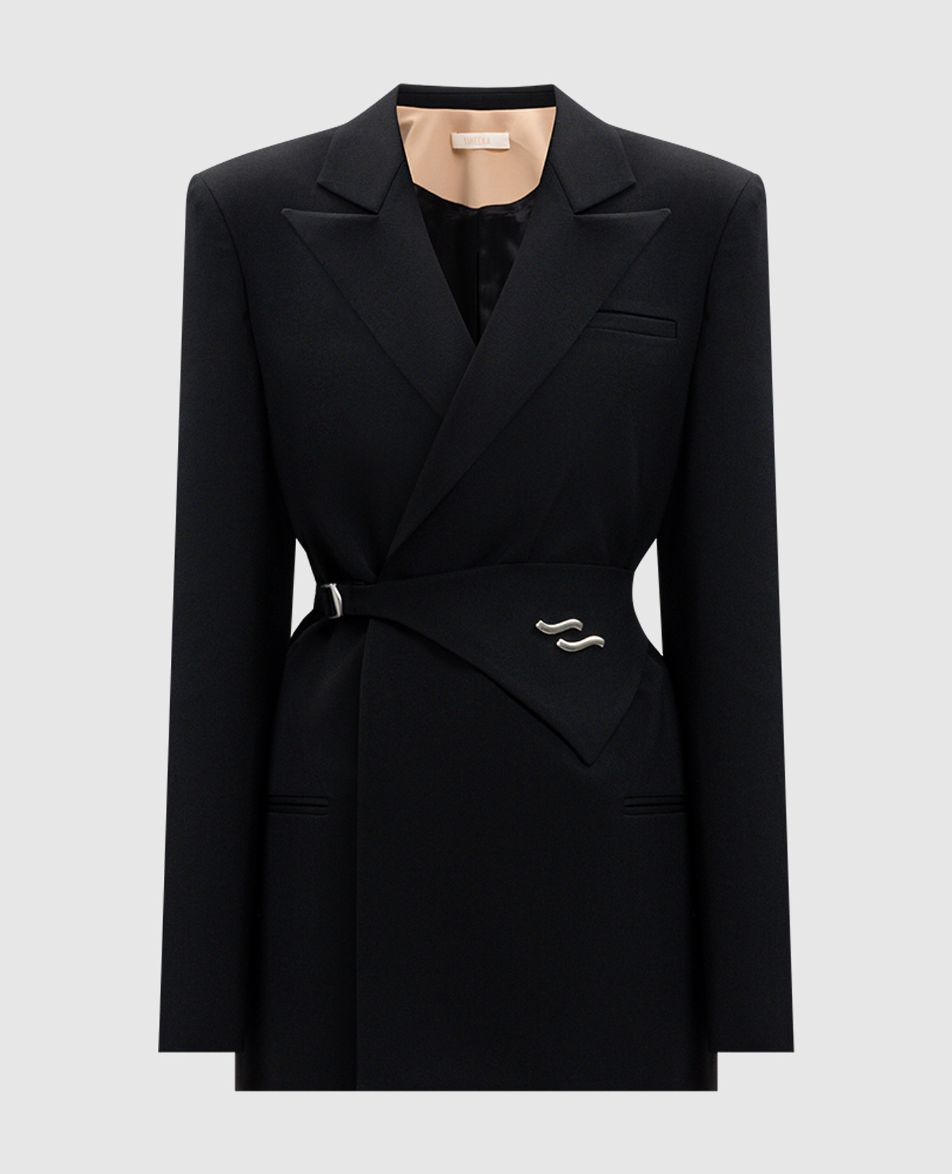 

Black double-breasted jacket BOLDY with wool SSHEENA