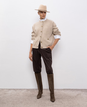 Brunello Cucinelli Beige cardigan made of wool, cashmere and silk M16725126