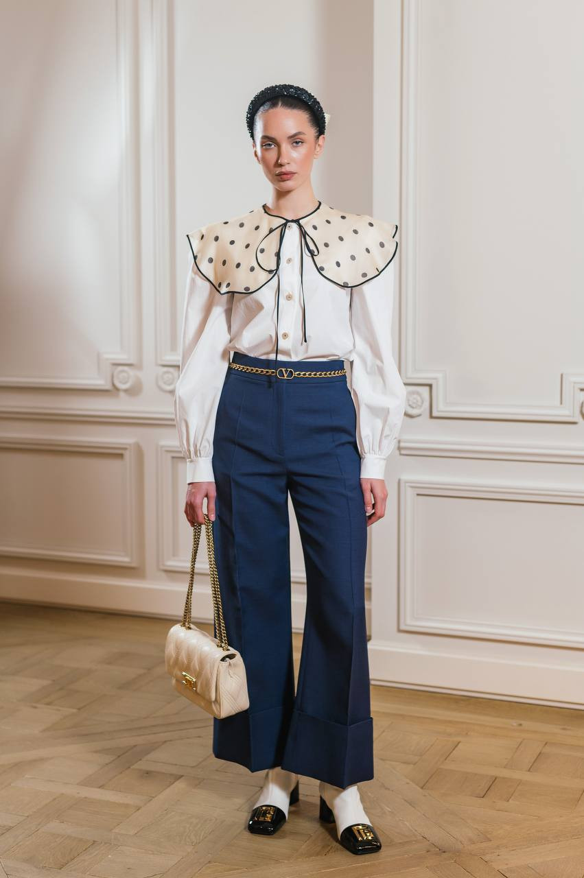 

Blue wool and silk trousers with lapels Valentino