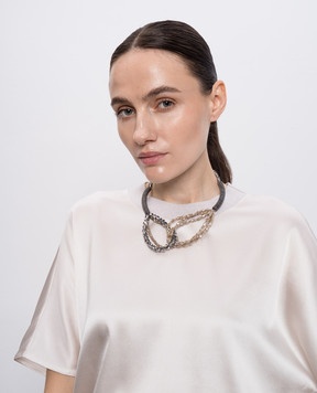 Peserico Necklace with beads and monil chain A35473C0CC610