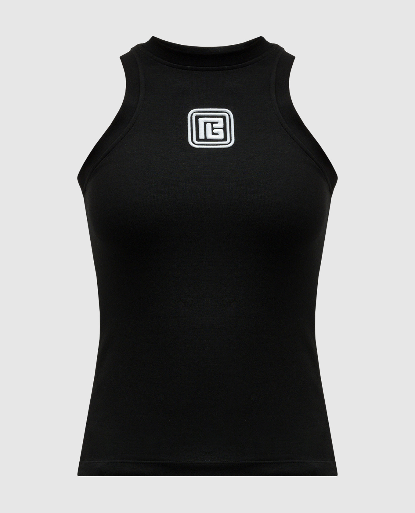 

Black top with logo emblem embroidery Balmain