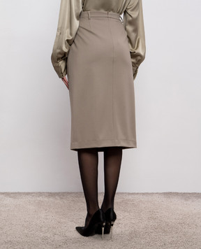 Jacob Lee Khaki wool midi skirt WWS2046AW25TP