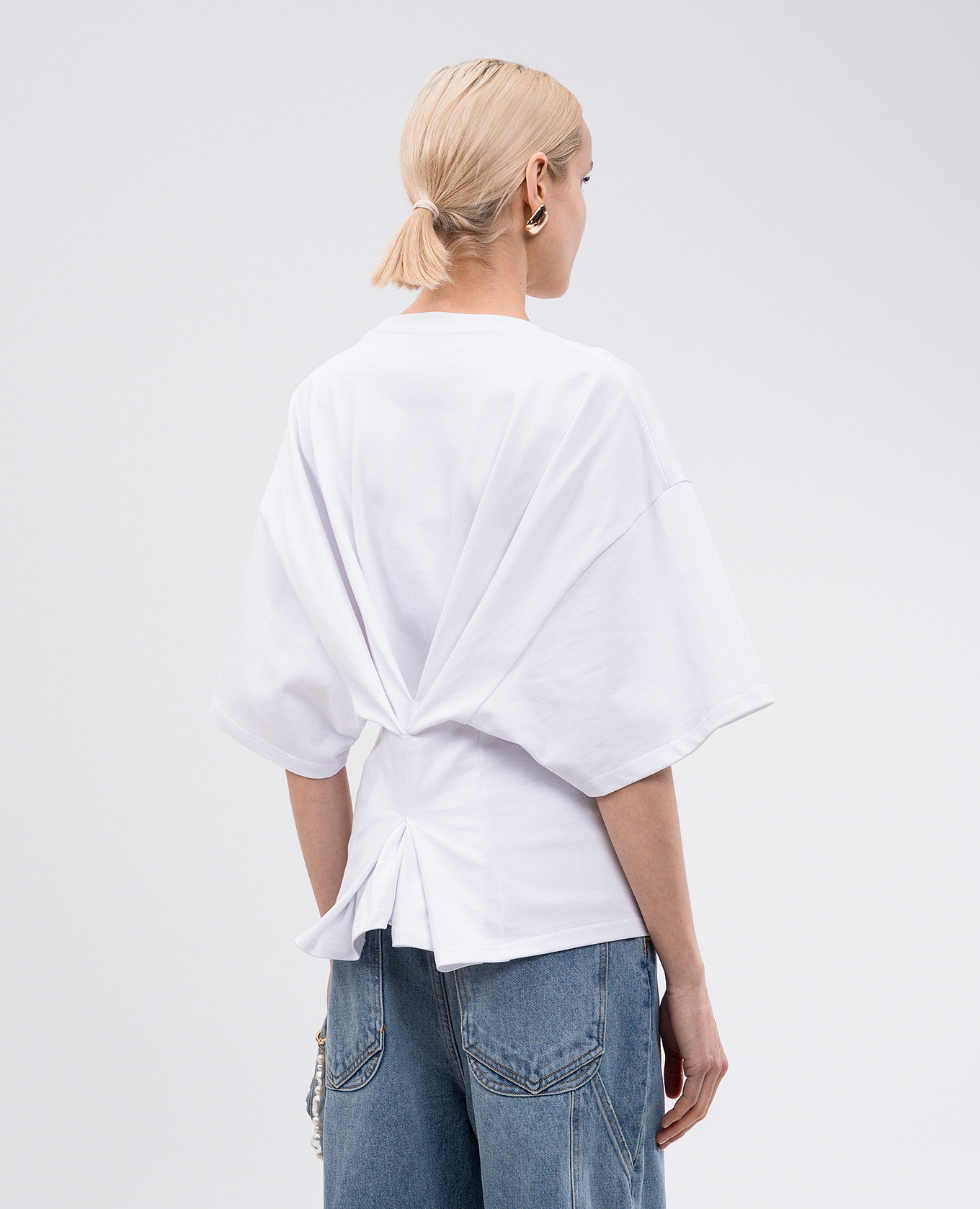 DOYLE white t-shirt with drape DARKPARK 4
