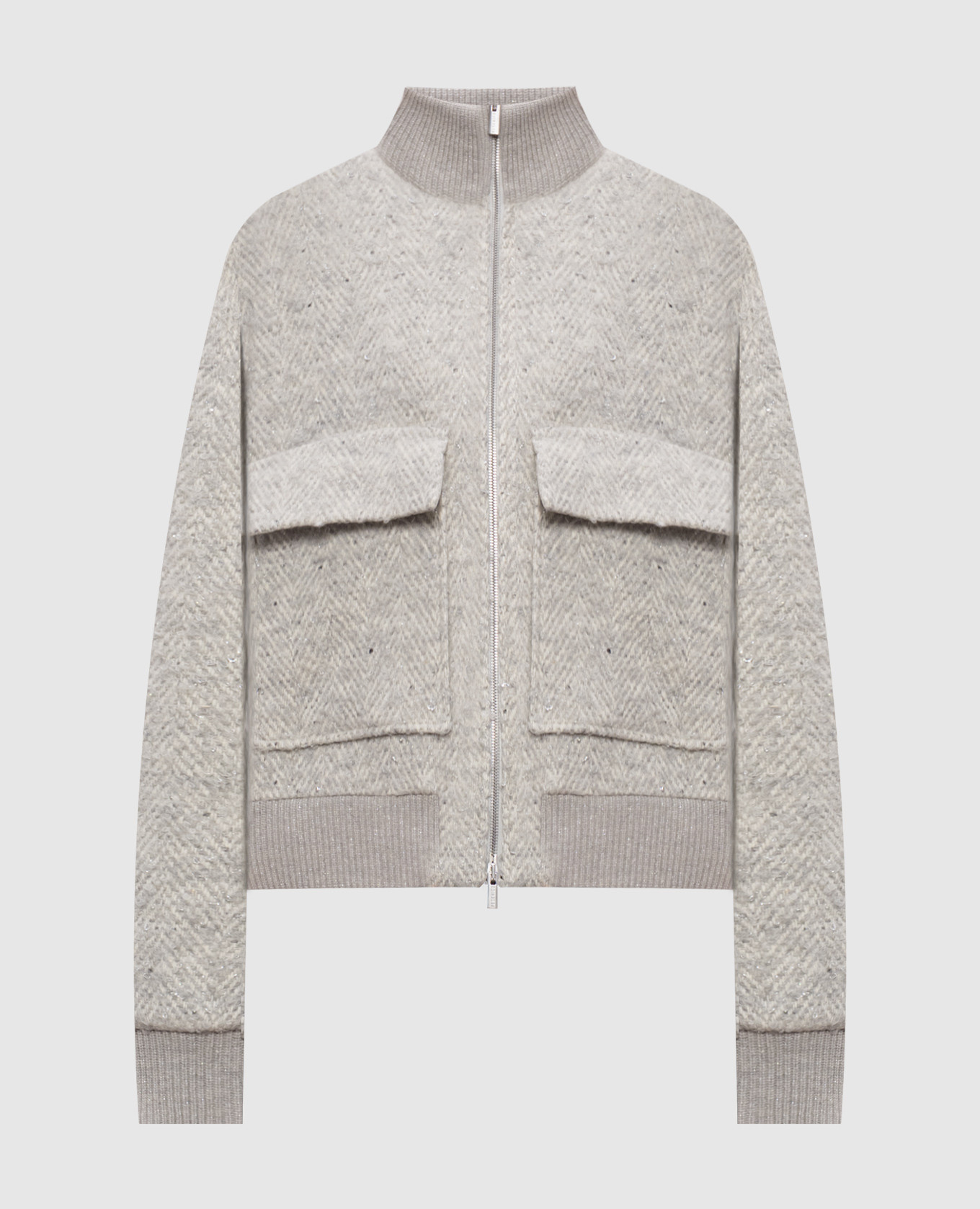 Gray wool, silk and cashmere patterned jacket Peserico