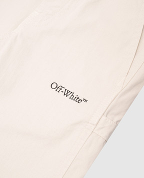 Off-White Children's beige pants with logo print OBCA009S25FAB001