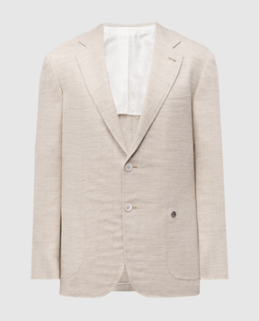 Stefano Ricci Beige wool, silk and linen patterned jacket M1RMGD22TALP49HA