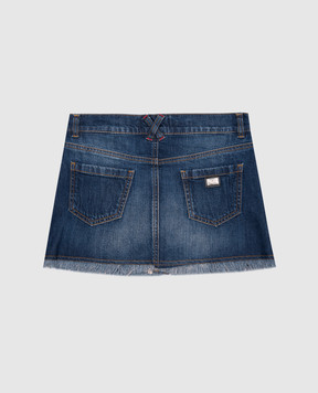 Philipp Plein Children's blue mini skirt with logo print GDV00071216