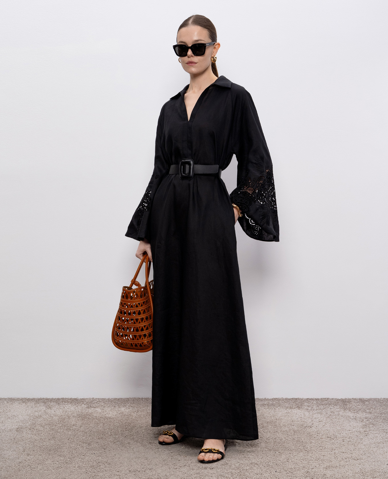 

STRANO black linen maxi dress Max Mara