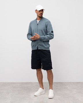C.P. Company Blue cardigan with logo MKN084A004037A