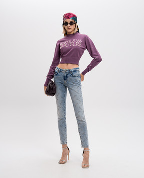 Versace Jeans Couture Purple cropped jumper with logo 77HAFM30CMN60