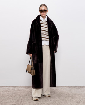 Rindi Brown sheepskin coat with belt 319SH025