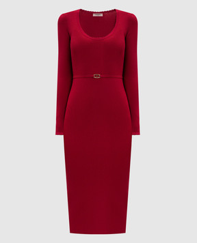 Twinset Red ribbed midi dress 252TP3352