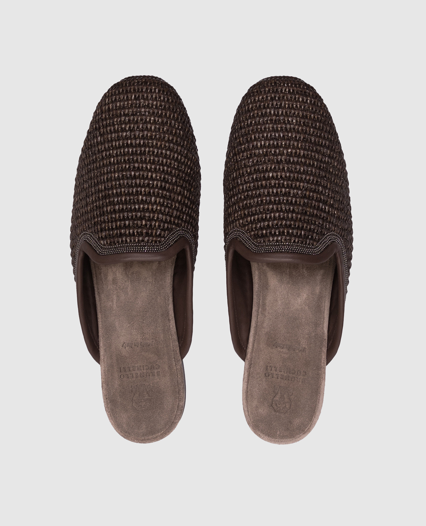 

Brown raffia mules with monil chain Brunello Cucinelli