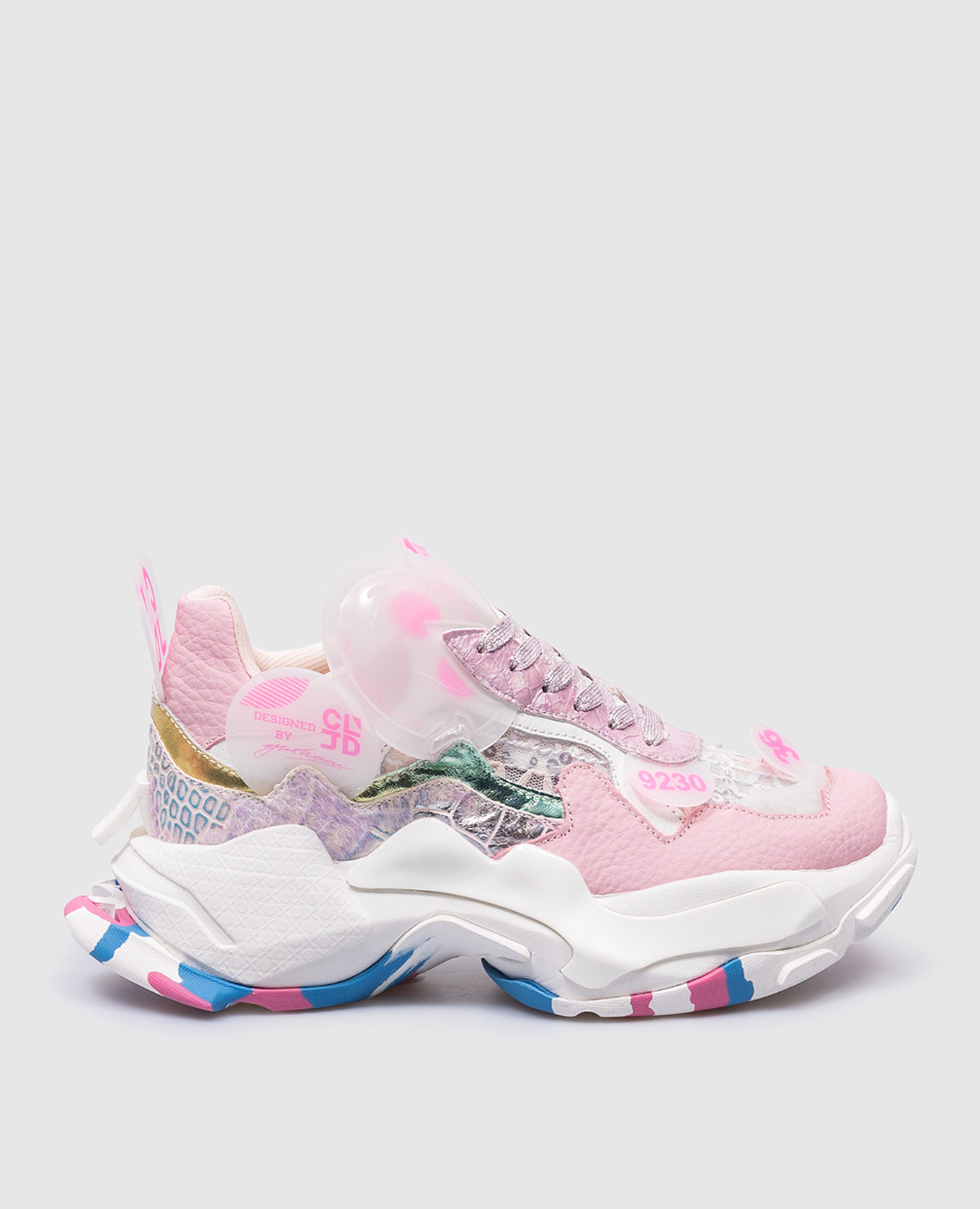 

Pink C-COMBAT combined sneakers with sequins CLJD Shoes