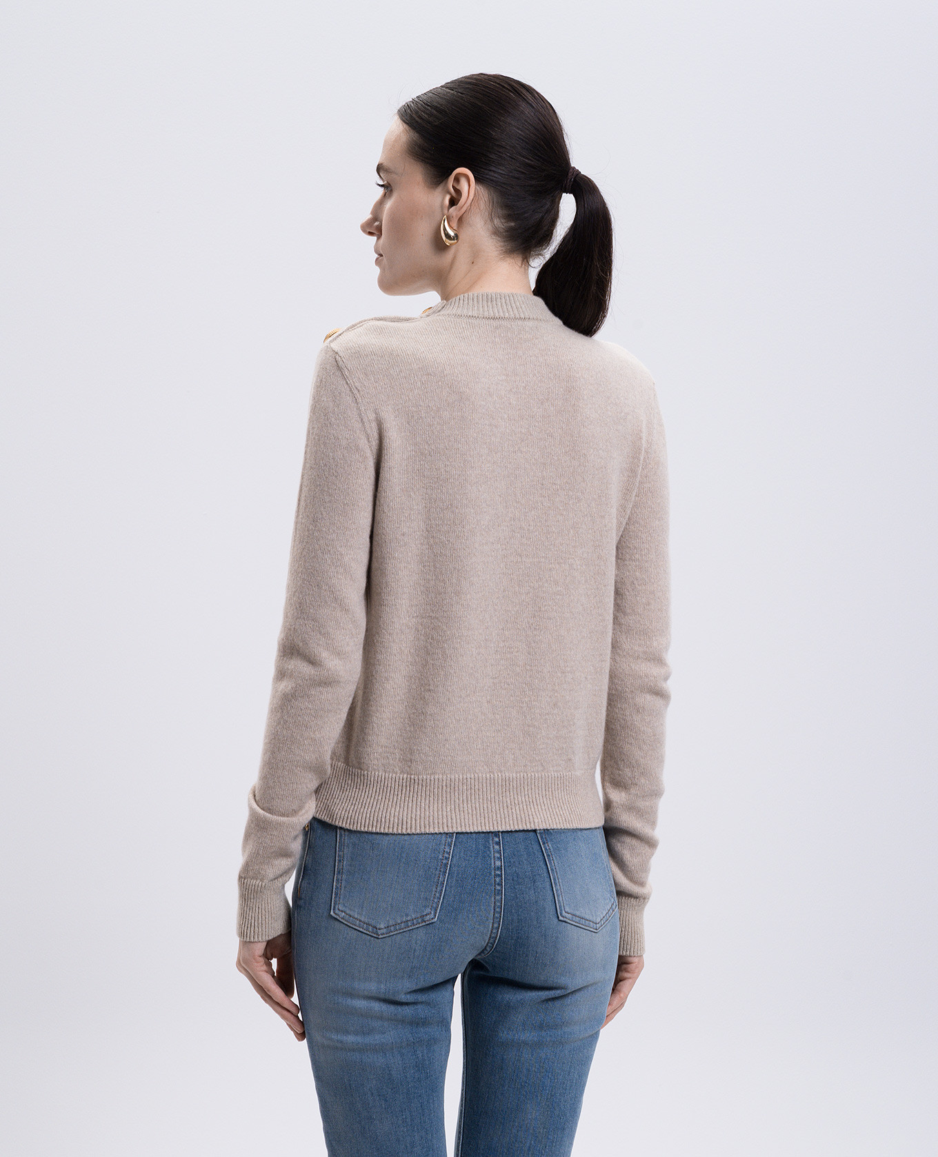 Beige wool and cashmere sweater Balmain 4